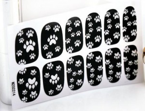 Nagelstickers hond zwart met glinster