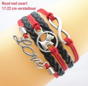 Armband rood zwart