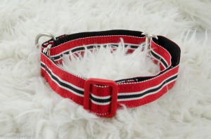 martingale halsband rood zwart wit