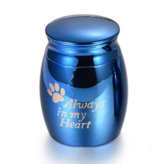 mini urn hond RVS blauw