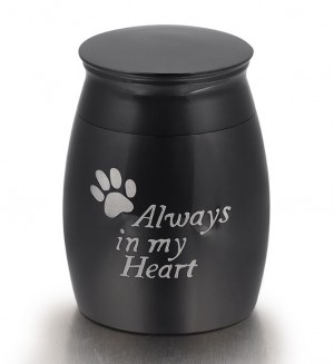 mini urn hond RVS zwart