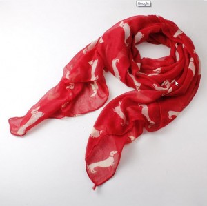 Sjaal rood hondenafbeelding